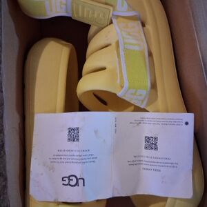 UGG Yellow Foam Slide Sandals with Branded Strap